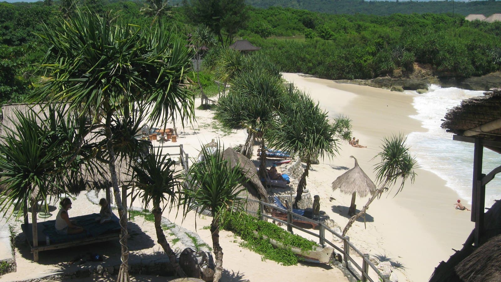Dream Beach on Nusa Lembongan, a white sand cove below low cliffs with almost no one on it